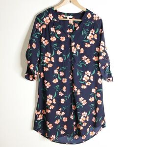 41 Hawthorn Christen Shirt Dress Navy Peach MP Medium Petite